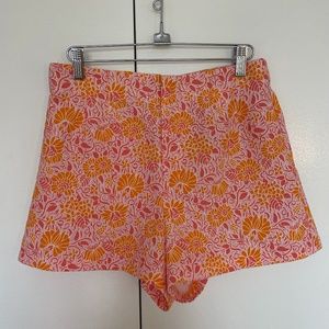 ZARA floral retro vibe printed linen blend shorts
